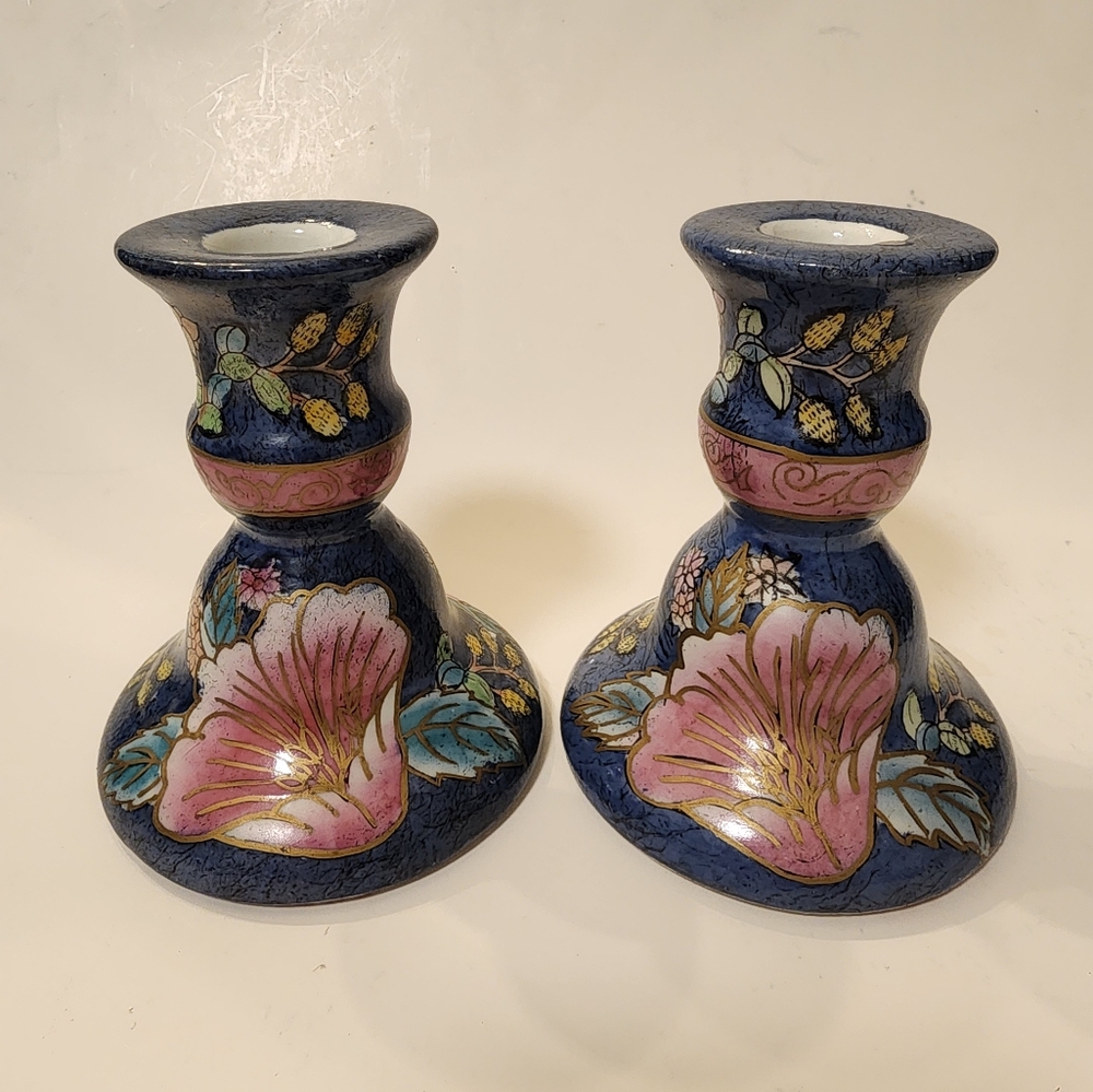 Vintage Toyo Porcelain Candle Holders Set of 2